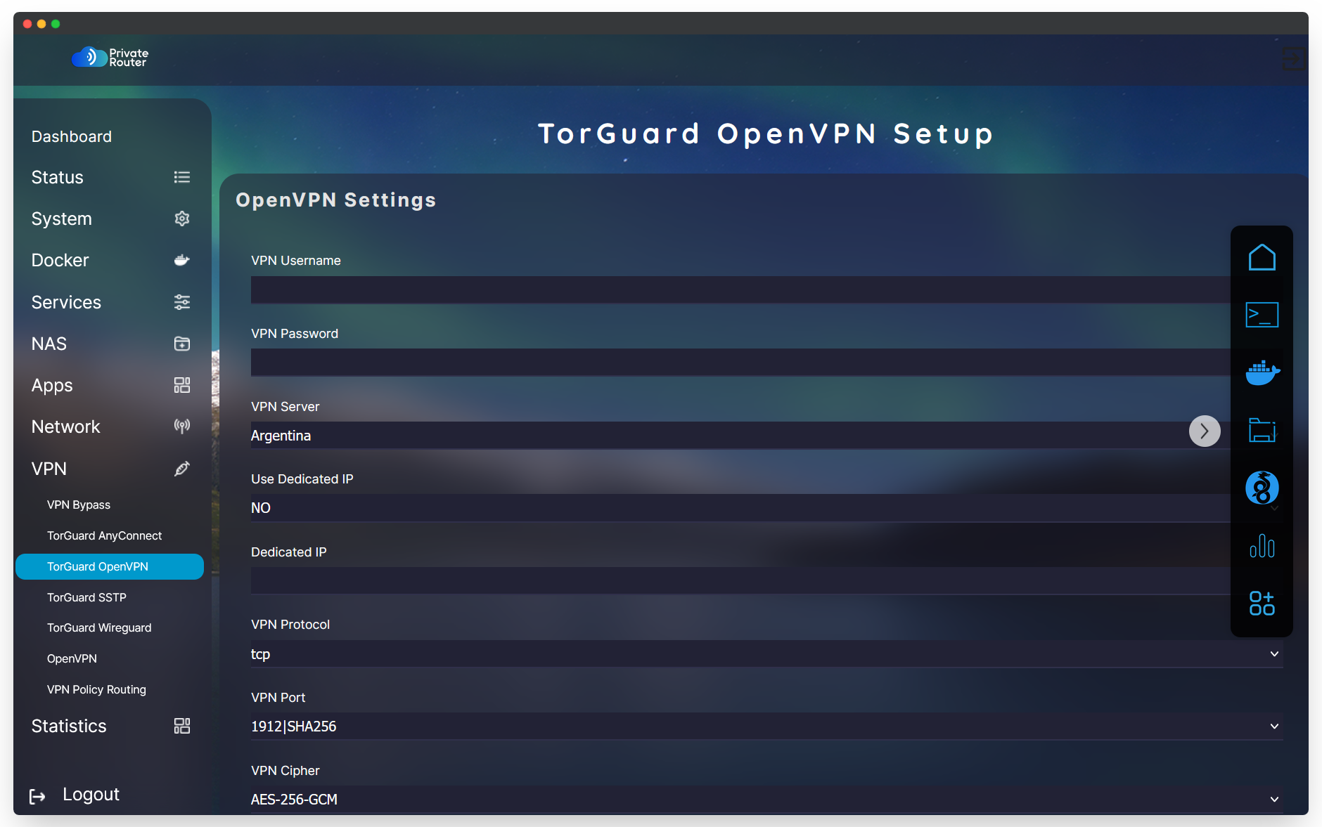 Built in TorGuard OpenVPN Support